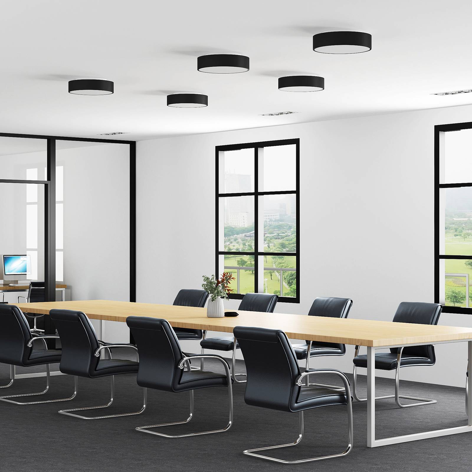 Arcchio Vanida LED stropní světlo, černé, 40 cm, Kuchyň, hliník, akryl, 29.5W, K: 9cm - Image 2