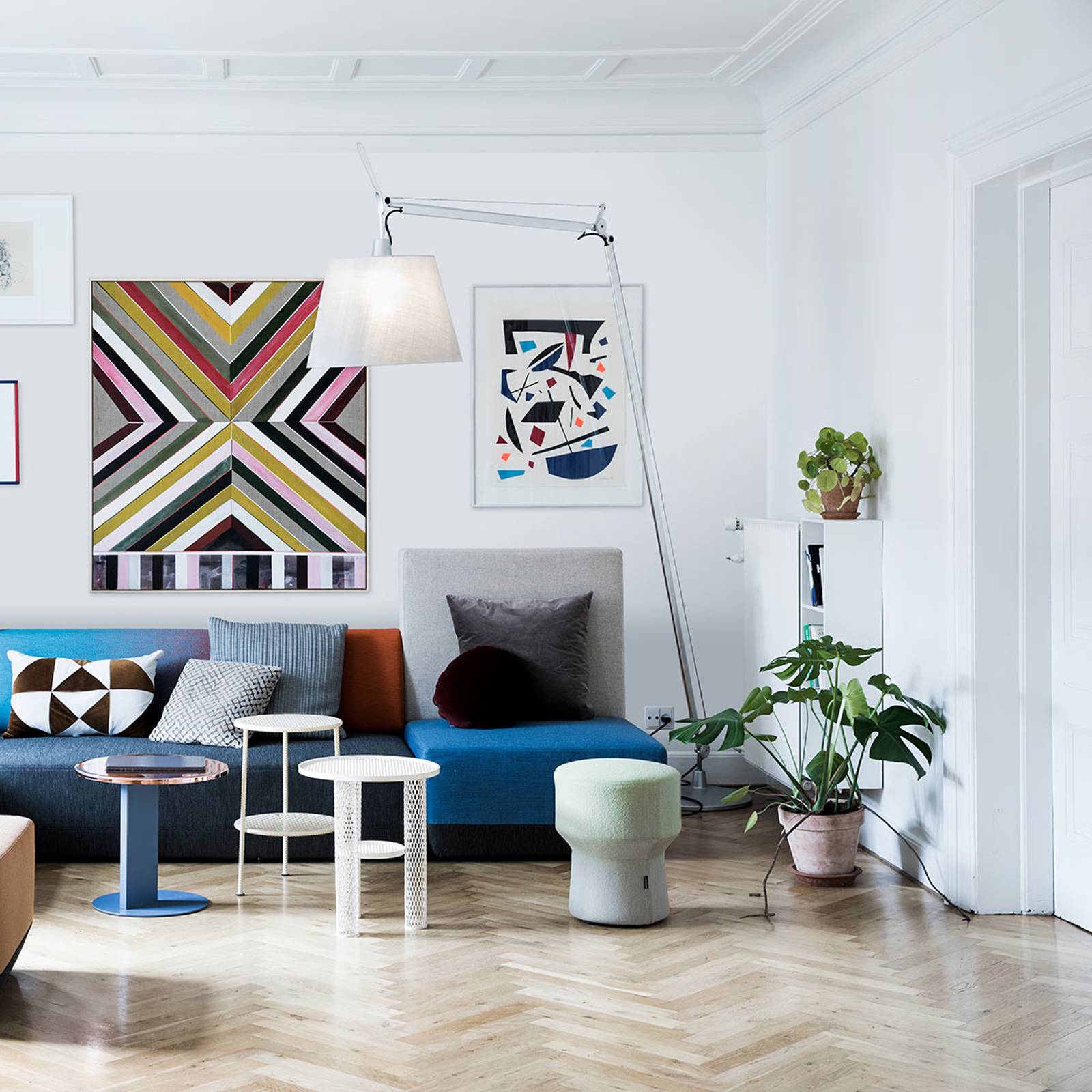 Artemide Tolomeo Maxi stojací lampa LED, Obývací pokoj / jídelna, hliník, textil, E27, 21W, K: 250.5cm - Image 3