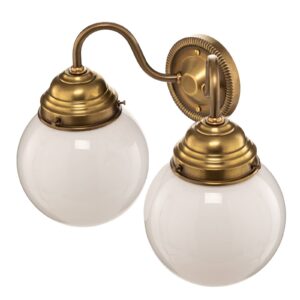 Svítidlo Berliner Messinglampen mosaz/bílá mosaz/ručně foukané sklo