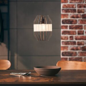 Svítidlo Brilliant černá/přírodní kov/textil