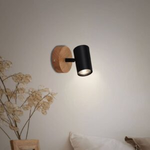 Svítidlo Briloner světlé dřevo/černá kov/dřevo