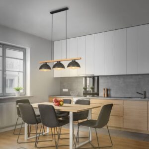 Svítidlo Briloner černá/světlé dřevo kov/dřevo