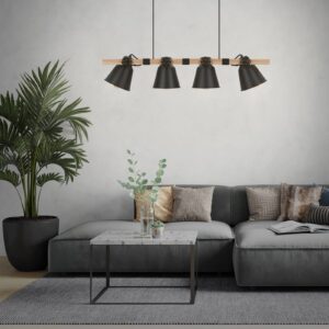 Svítidlo Briloner černá/světlé dřevo dřevo/kov