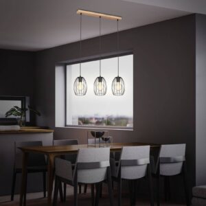 Svítidlo Briloner černá/světlé dřevo kov/dřevo