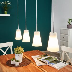 Svítidlo Casablanca bílá/šedá ručně foukané sklo/kartáčovaný hliník