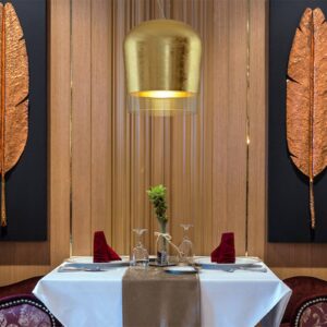 Svítidlo Casablanca zlatá/čirá/hliník kartáčovaný sklo/zlatý list/hliník