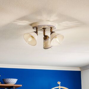 Svítidlo Ceramiche bílá/modrá/starožitná mosaz keramika/kov