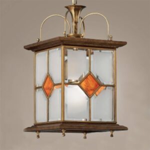 Svítidlo Cremasco bílá/jantarová/brynýrovaná/hnědá sklo/kov/dřevo