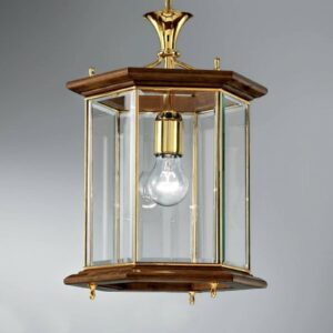 Svítidlo Cremasco čirá/zlatá/hnědá sklo/kov/dřevo