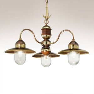 Svítidlo Cremasco čirá/mosaz sklo/mosaz/dřevo