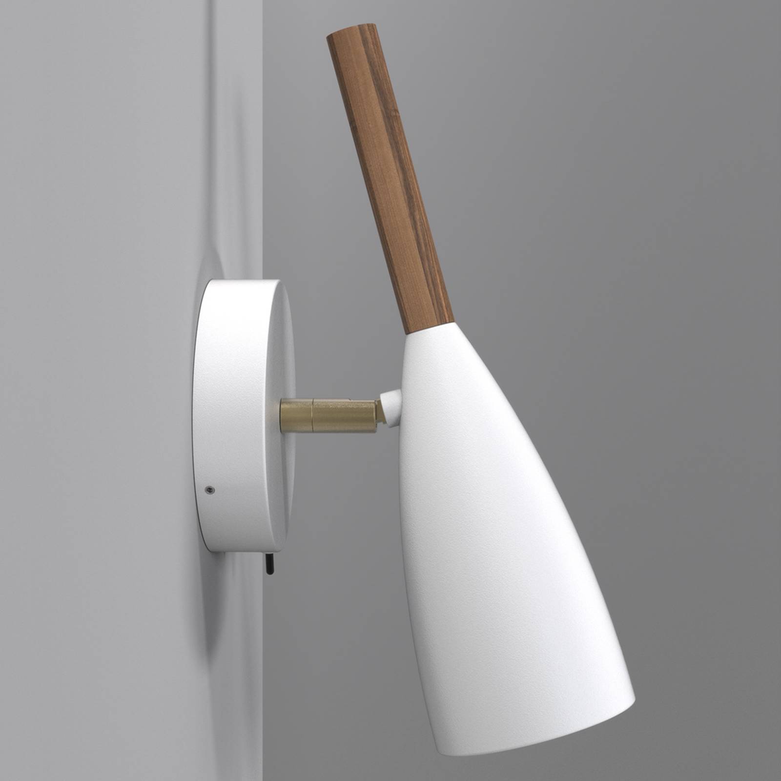 DFTP by Nordlux Nástěnné svítidlo Pure v bílé barvě s dřevěným prvkem, Obývací pokoj / jídelna, Kov, ořechové dřevo, GU10, 8W, K: 26cm - Image 2