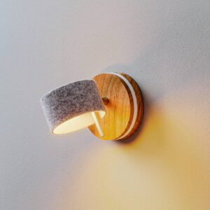 Svítidlo Domus dub/šedá/vlněná bílá dubové dřevo/vlněná plsť