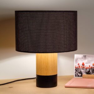 Svítidlo Domus grafit/dřevo světlé/černá dubové dřevo/textil