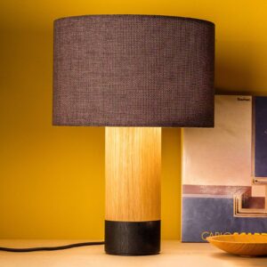 Svítidlo Domus grafit/dřevo světlé/černá dubové dřevo/textil