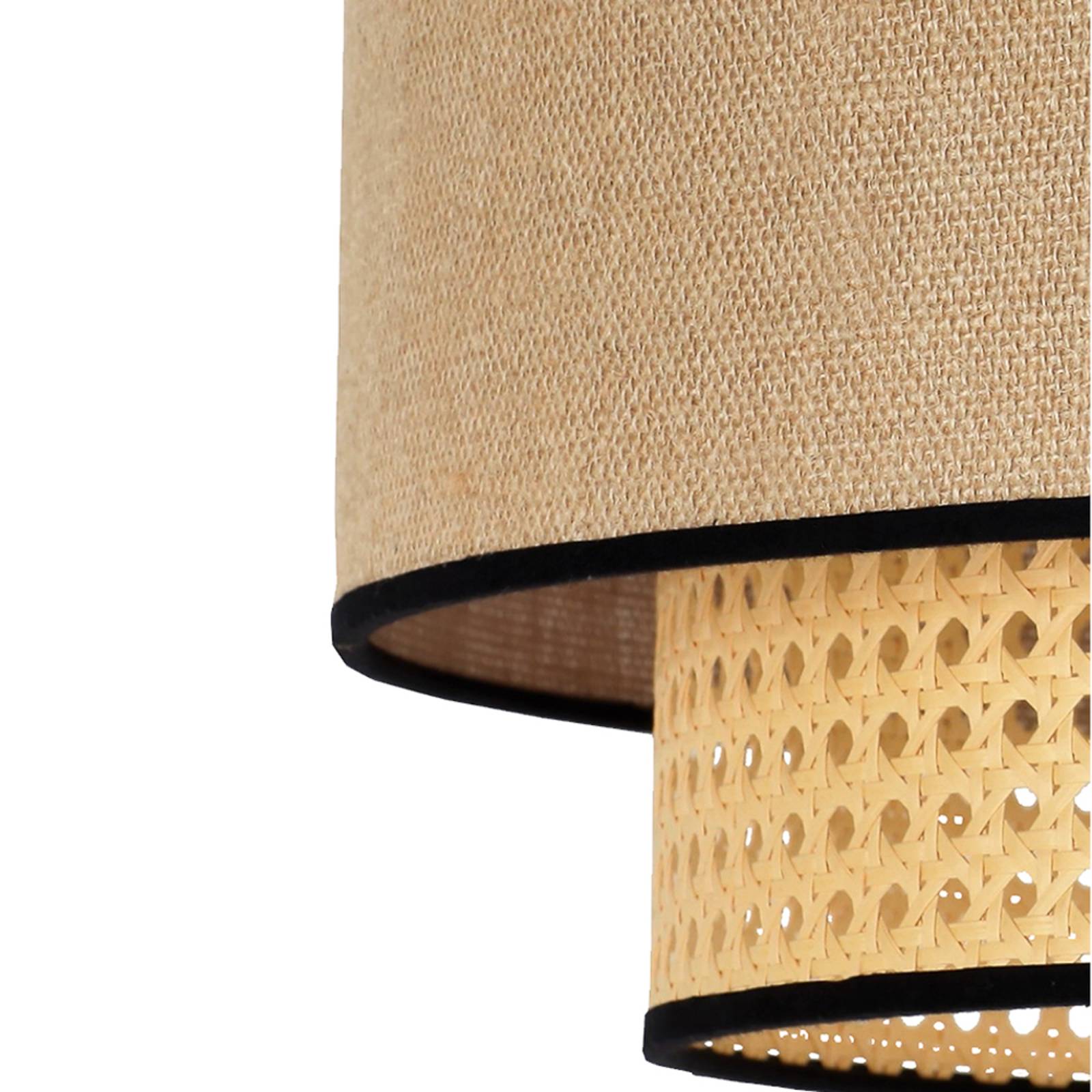 Duolla Stropní světlo Boho, ratan, béžová/černá, Obývací pokoj / jídelna, ratan, bavlna, E27, 15W, K: 22cm - Image 3