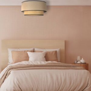 Svítidlo Duolla béžová/černý ratan/bavlna