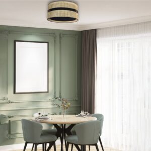 Svítidlo Duolla béžová/černý ratan/bavlna