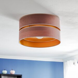 Svítidlo Duolla světle růžová/zlatá samet