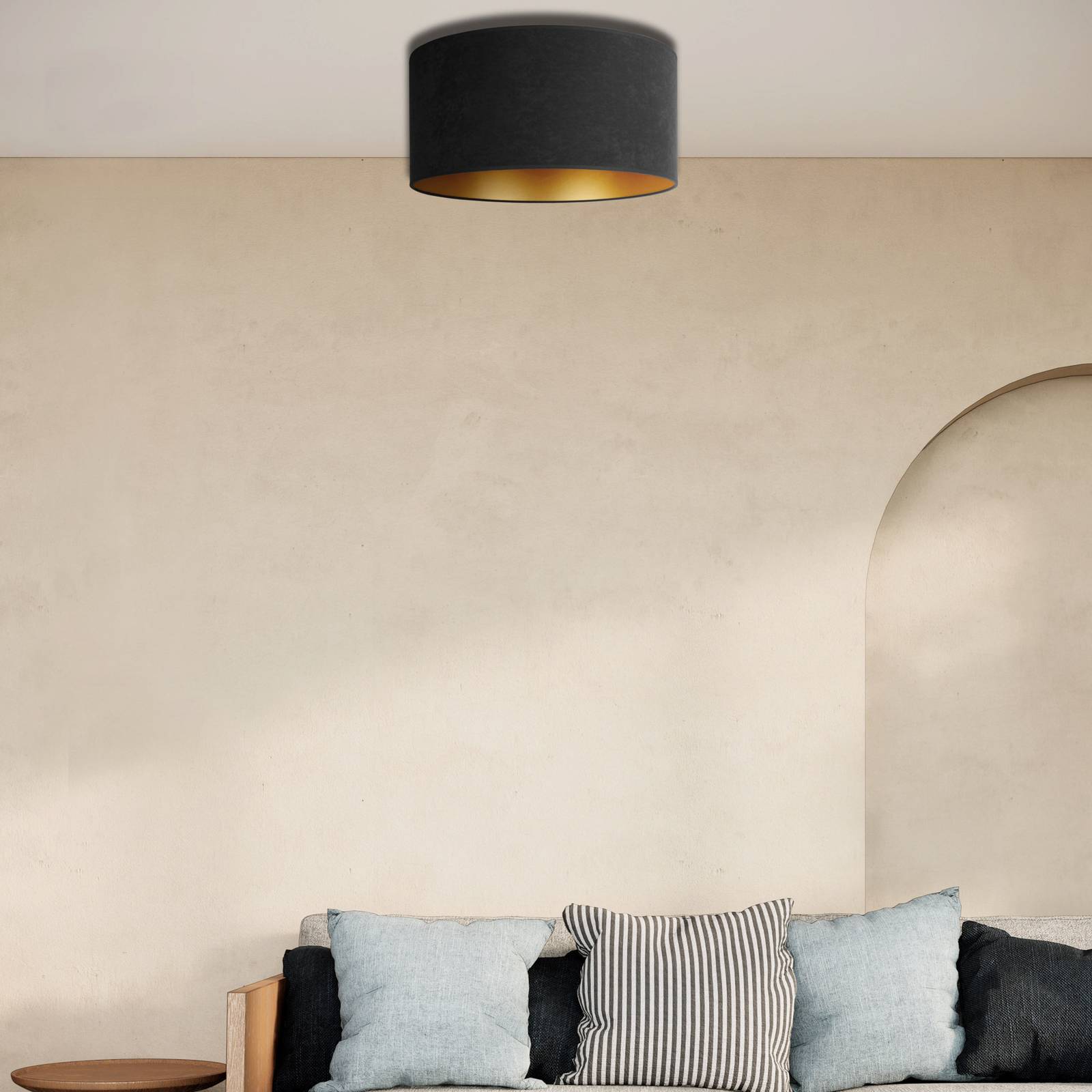 Svítidlo Duolla černá/zlatá samet