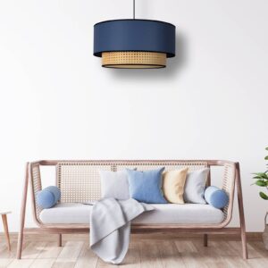 Svítidlo Duolla béžová/džínově modrá/černá ratan/bavlna