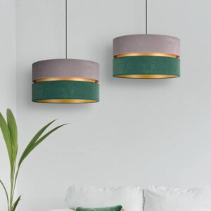 Svítidlo Duolla šedá/tmavě zelená/zlatá samet