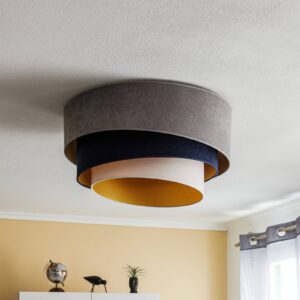 Svítidlo Duolla šedá/tmavě modrá/ecru/zlatá látka/PVC/kov