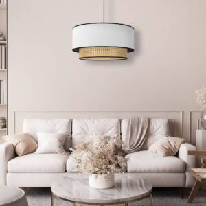 Svítidlo Duolla bílé/béžové ratan/bavlna