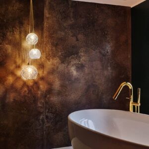 Svítidlo EBB & FLOW čirá/zlatá sklo/kov/textilie