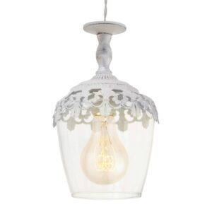 Svítidlo EGLO bílá patinovaná/čirá ocel/sklo