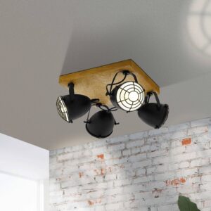 Svítidlo EGLO světlé dřevo/černá ocel/dřevo