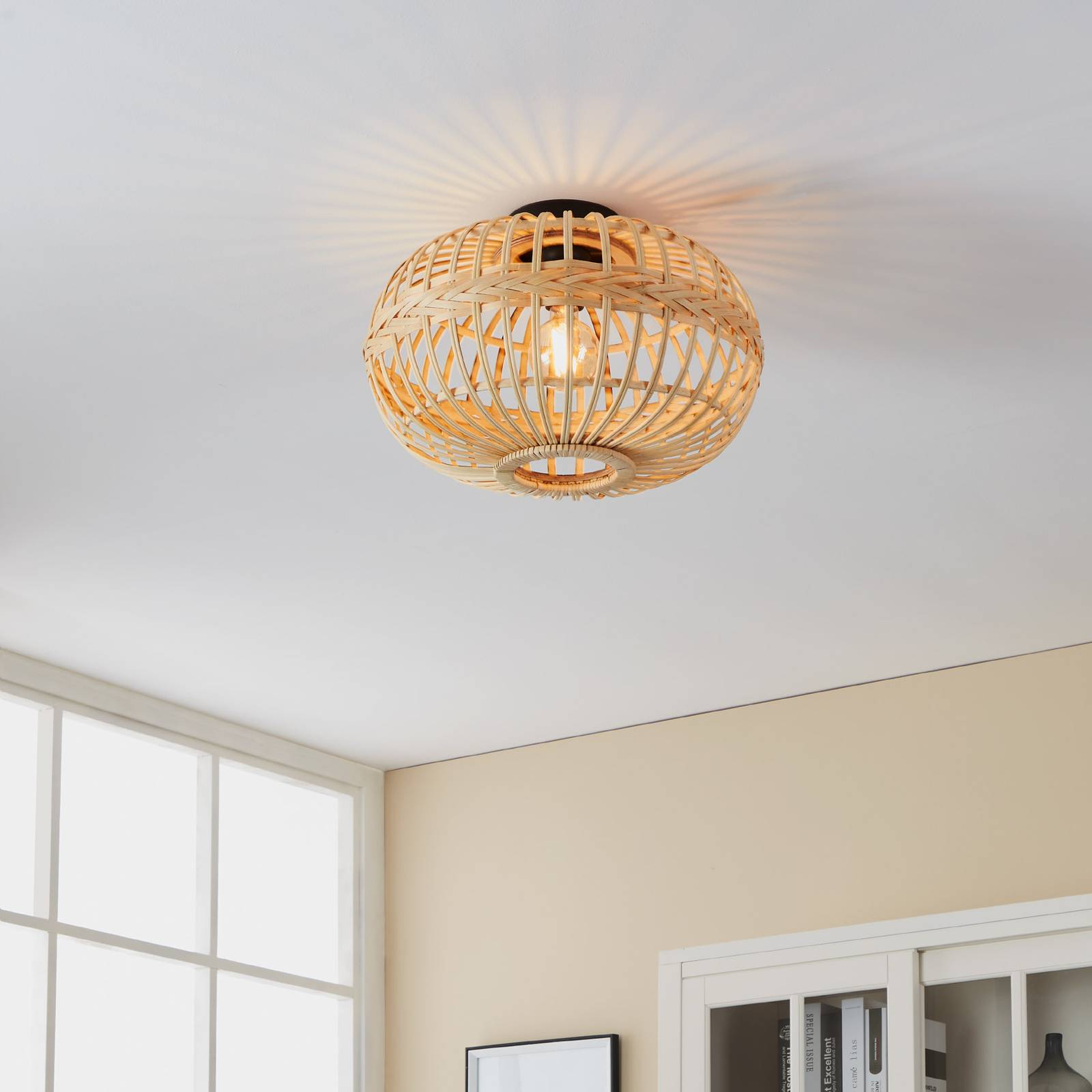 Svítidlo EGLO bambus přírodní/černá bambus/ocel