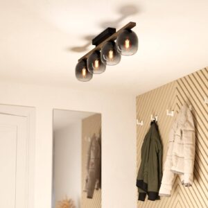 Svítidlo EGLO kouřově šedá-transparentní/tmavé dřevo/černá sklo/dřevo/ocel