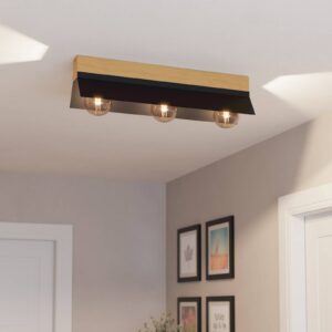 Svítidlo EGLO černá/světlé dřevo ocel/dřevo