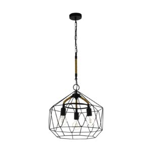 Svítidlo EGLO černá/hnědá Ocel/konopné lano