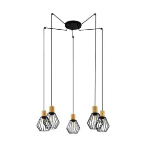 Svítidlo EGLO černá/hnědá ocel/dřevo