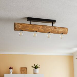 Svítidlo Envostar světlé dřevo/černá borovicové dřevo mořené/kov
