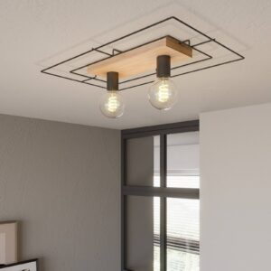 Svítidlo Envostar černá/světlé dřevo kov/dubové dřevo naolejované