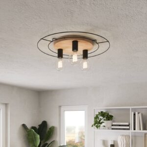 Svítidlo Envostar černá/světlé dřevo kov/dubové dřevo naolejované