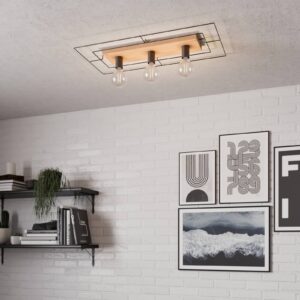 Svítidlo Envostar černá/světlé dřevo kov/dubové dřevo naolejované