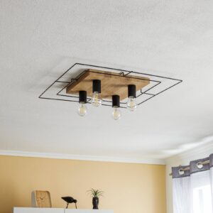 Svítidlo Envostar černá/světlé dřevo kov/dubové dřevo naolejované