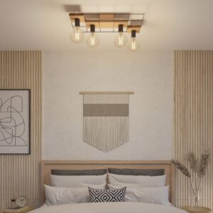 Svítidlo Envostar černá/světlé dřevo kov/dubové dřevo naolejované