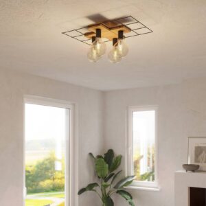 Svítidlo Envostar černá/světlé dřevo kov/dubové dřevo naolejované