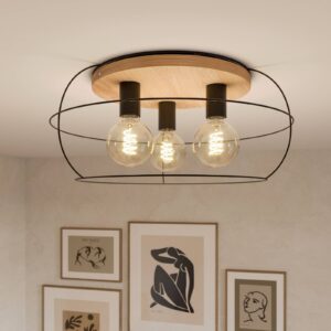 Svítidlo Envostar černá/světlé dřevo kov/dubové dřevo naolejované