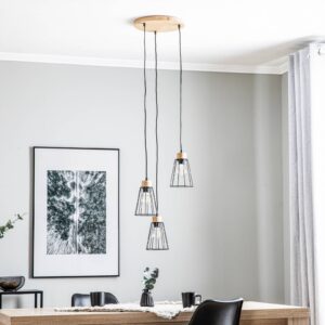 Svítidlo Envostar černá/světlé dřevo kov/dubové dřevo naolejované