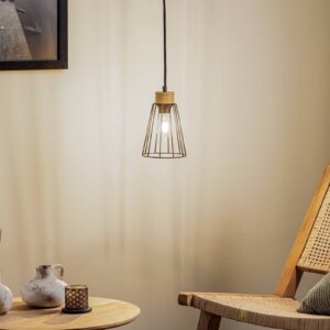 Svítidlo Envostar černá/světlé dřevo kov/dubové dřevo naolejované