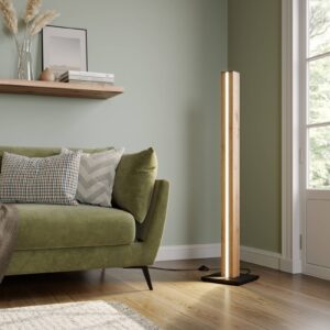 Svítidlo Envostar černá/světlé dřevo kov/MDF/PVC