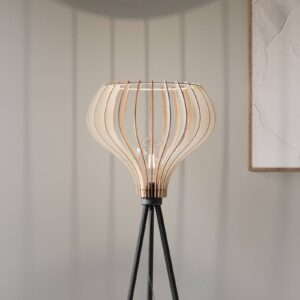 Svítidlo Envostar černá/světlé dřevo kov/březová překližka/PVC