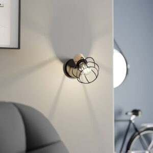 Svítidlo Envostar černá/chrom/světlé dřevo kov/dubové dřevo naolejované