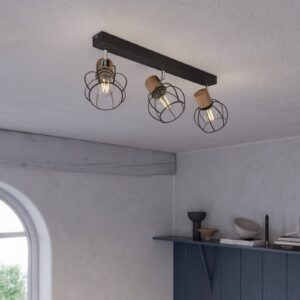 Svítidlo Envostar černá/chrom/světlé dřevo kov/dubové dřevo naolejované