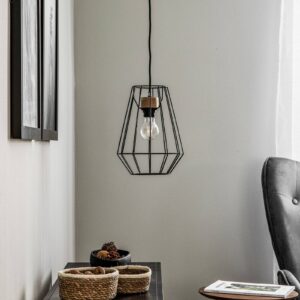 Svítidlo Envostar černá/světlé dřevo kov/dubové dřevo naolejované